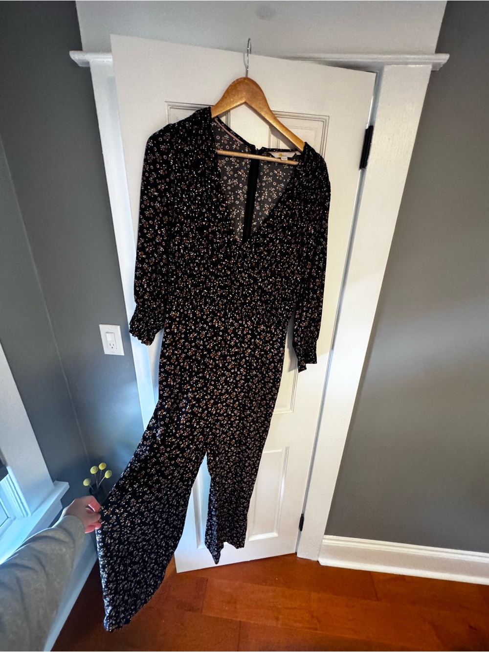 Black floral Biden jumpsuit